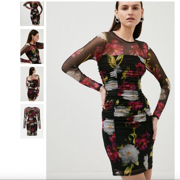 Karen Millen Dresses Karen Millen Curve Iris Floral Ruched Waist